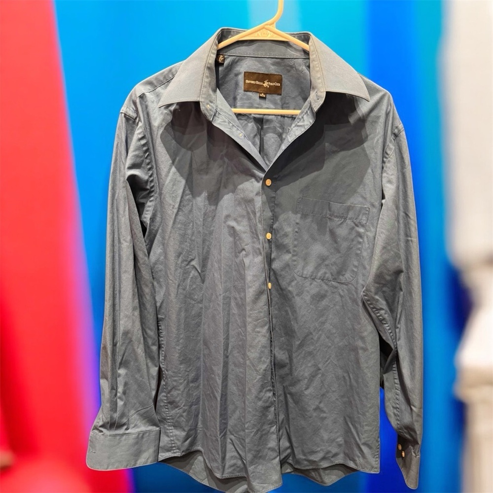 Beverly Hills Polo Club Men's Blue Button Down Shirt size 16 - 34/35